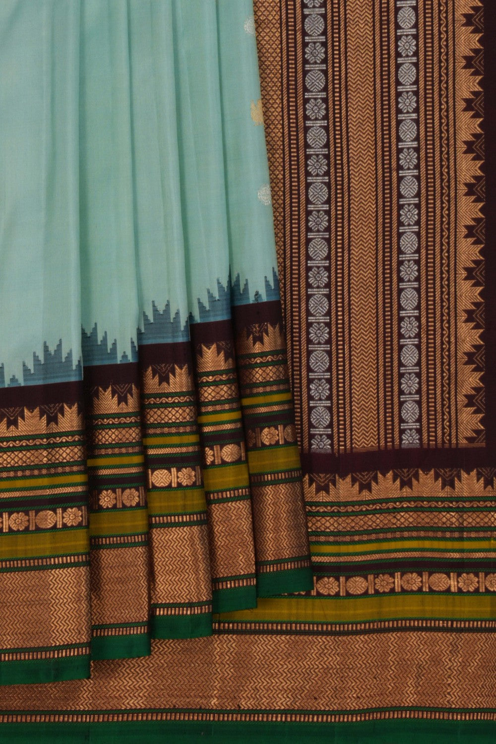 Image of Gadwal Silk Aqua Green Saree